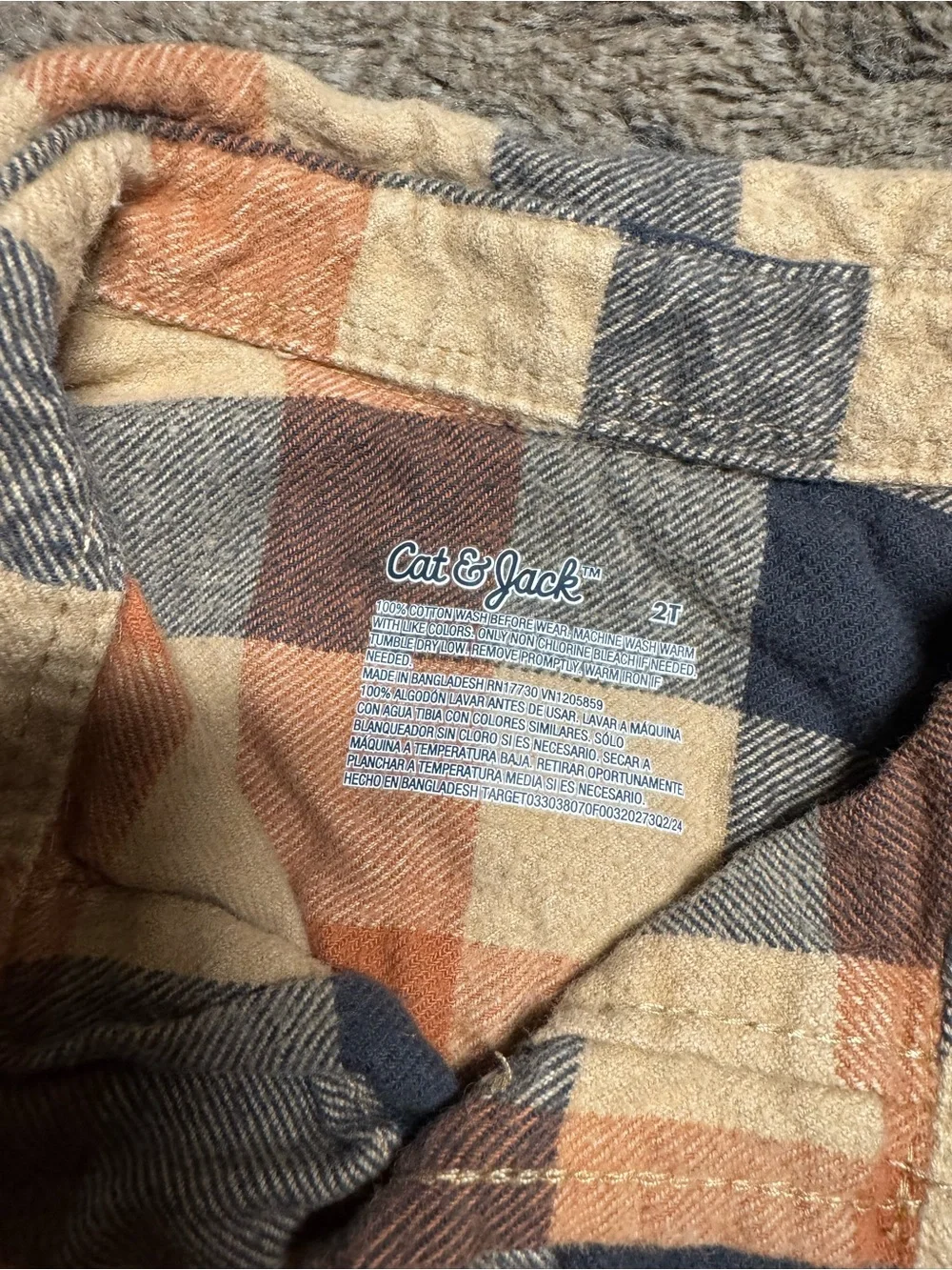OshKosh B'gosh Toddler Brown Orange Plaid Button-Up Shirt